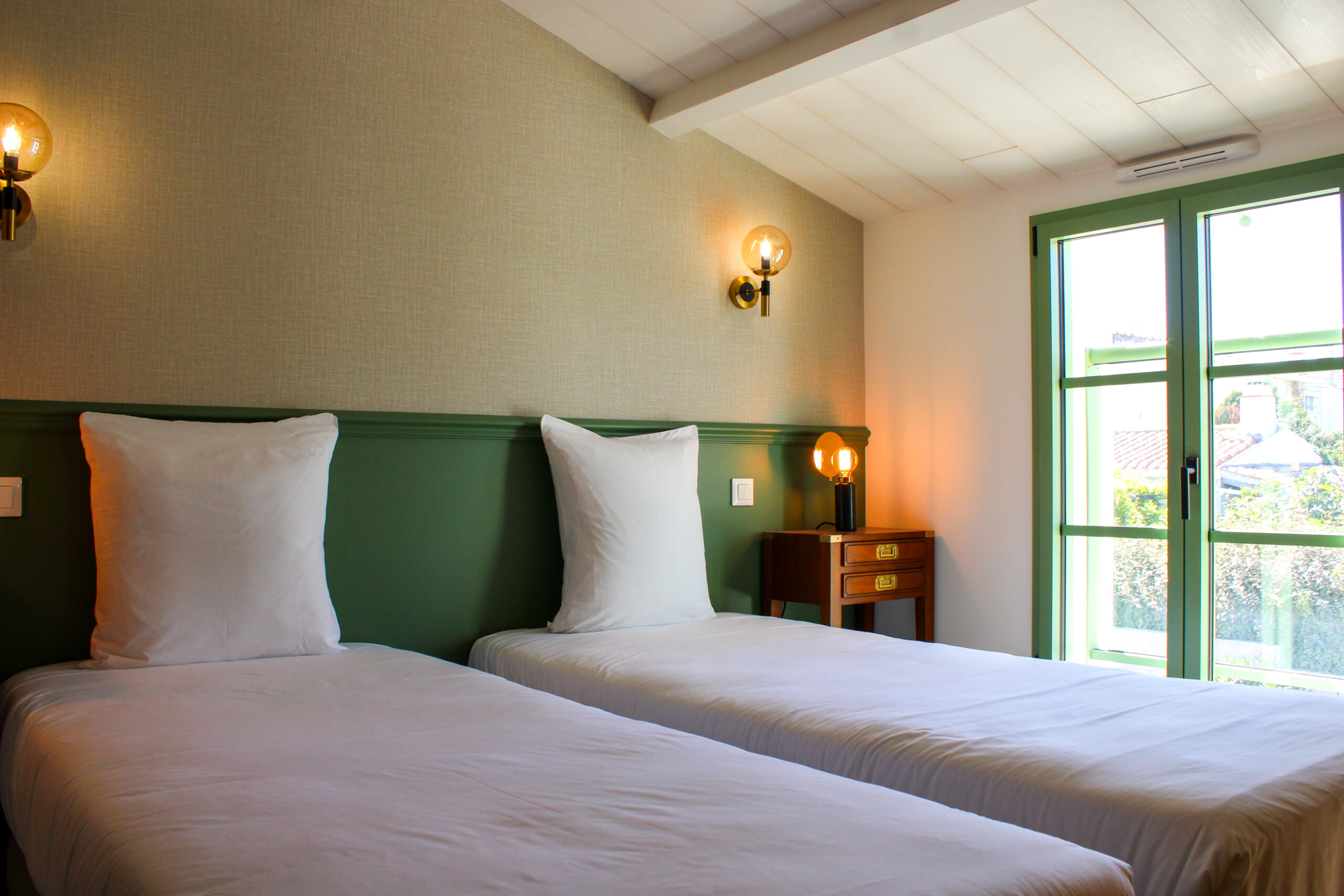 Chambre à l'étage de la villa Ker Tesson à l'Ile d'Yeu en Vendée